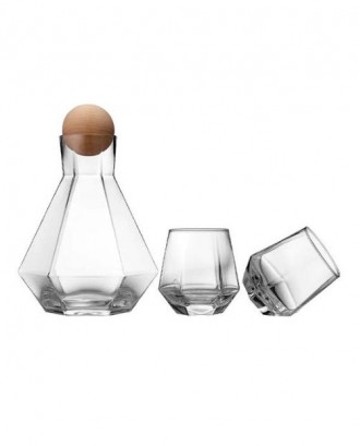 Set decantor si 2 pahare, sticla, Jaxon Geometric - SIMONA'S COOKSHOP